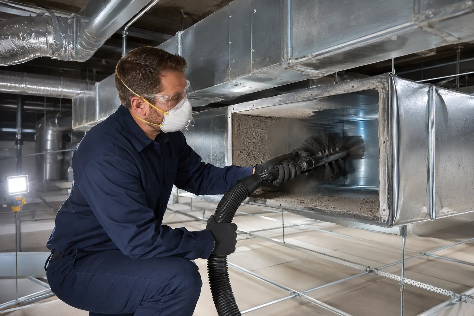 Professional technician removing dust buildup